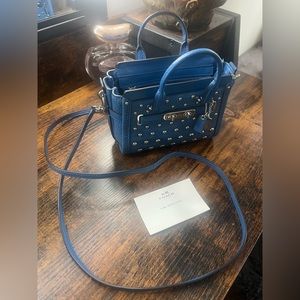 Adorable Blue Mini Coach Studded Purse